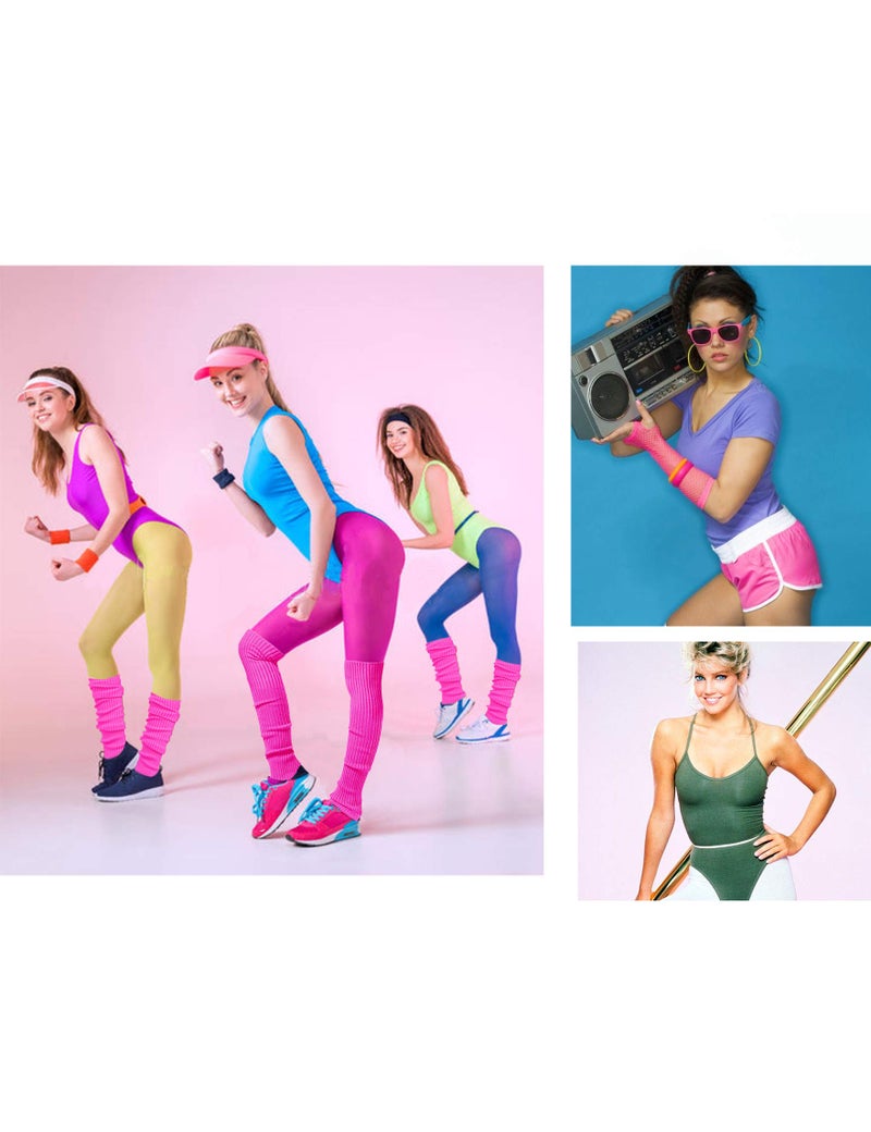 v28 Long Leg Warmer, Women's Men 80s Party Ribbed Knit Dance Sports (61 Rose) - Image 5